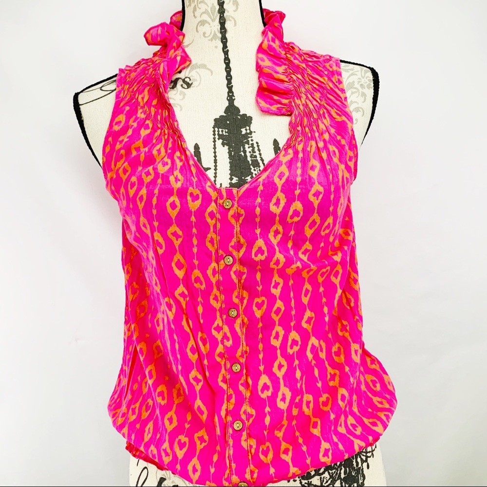 Gap Button Up Pink Sleeveless Top SM